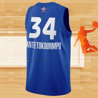 Camiseta All Star 2021 Milwaukee Bucks Giannis Antetokounmpo NO 34 Azul