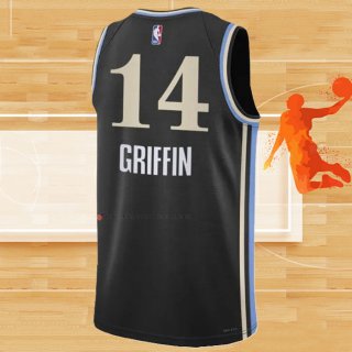 Camiseta Atlanta Hawks Aj Griffin NO 14 Ciudad 2023-24 Negro