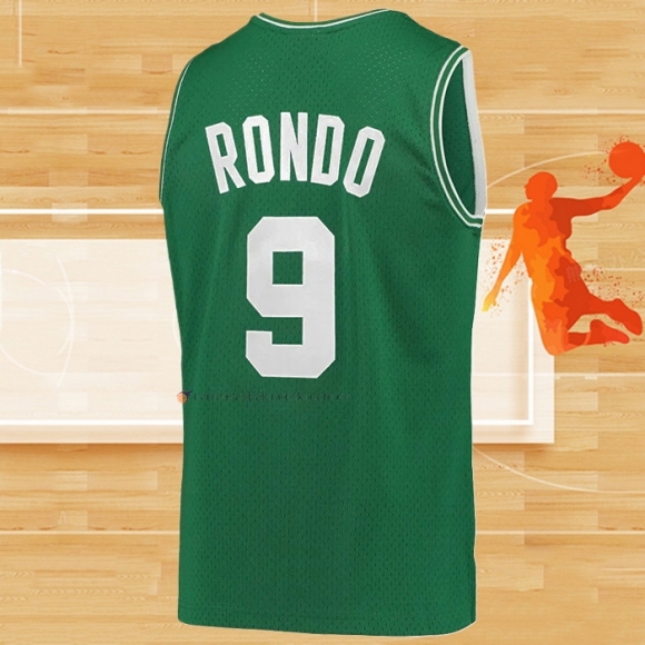 Camiseta Boston Celtics Rajon Rondo NO 9 Hardwood Classics Verde