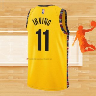 Camiseta Brooklyn Nets Kyrie Irving NO 11 Ciudad 2020-21 Amarillo