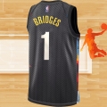 Camiseta Brooklyn Nets Mikal Bridges NO 1 Ciudad 2022-23 Negro