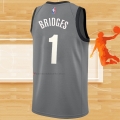 Camiseta Brooklyn Nets Mikal Bridges NO 1 Statement Gris