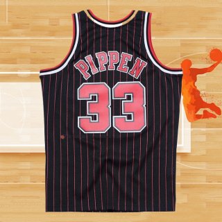 Camiseta Chicago Bulls Scottie Pippen NO 33 Hardwood Classics Throwback 1995-96 Negro