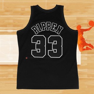Camiseta Chicago Bulls Scottie Pippen NO 33 Hardwood Classics Throwback White Logo Negro