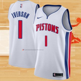 Camiseta Detroit Pistons Allen Iverson NO 1 Association Blanco