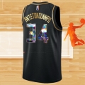 Camiseta Golden Edition Milwaukee Bucks Giannis Antetokounmpo NO 34 2021-22 Negro