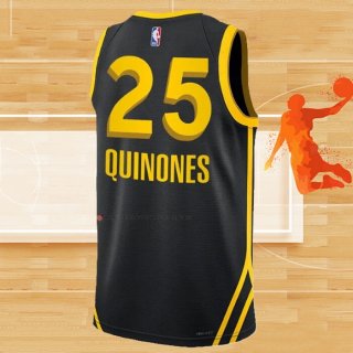 Camiseta Golden State Warriors Lester Quinones NO 25 Ciudad 2023-24 Negro