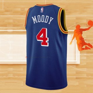 Camiseta Golden State Warriors Moses Moody NO 4 75th Anniversary Azul