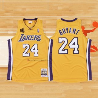 Camiseta Los Angeles Lakers Kobe Bryant NO 24 Hardwood Classics Amarillo