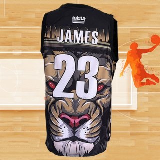 Camiseta Los Angeles Lakers Lebron James NO 23 Lion Negro