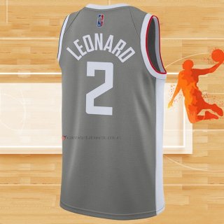 Camiseta Los Angeles Clippers Kawhi Leonard NO 2 Earned 2020-21 Gris