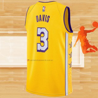 Camiseta Los Angeles Lakers Anthony Davis NO 3 Ciudad 2019-20 Amarillo