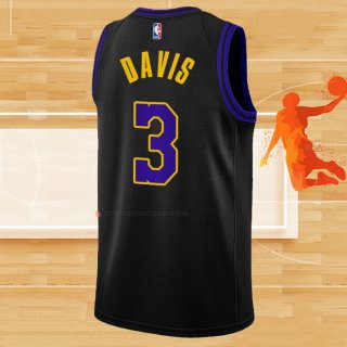 Camiseta Los Angeles Lakers Anthony Davis NO 3 Ciudad 2023-24 Negro