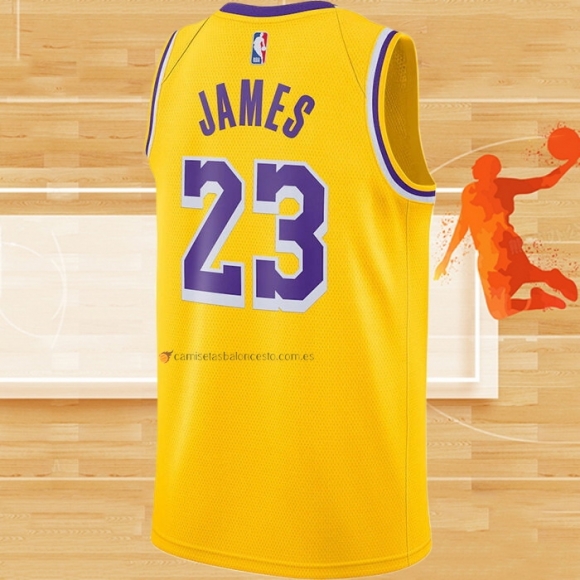 Camiseta Los Angeles Lakers LeBron James NO 23 Icon 2020-21 Amarillo