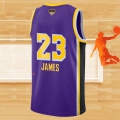 Camiseta Los Angeles Lakers Lebron James NO 23 Statement 2020 Final Bound Violeta