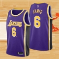 Camiseta Los Angeles Lakers LeBron James NO 6 Statement 2020-21 Violeta