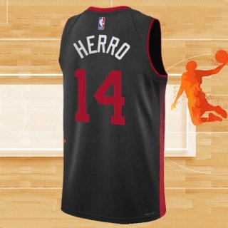 Camiseta Miami Heat Tyler Herro NO 14 Ciudad 2023-24 Negro