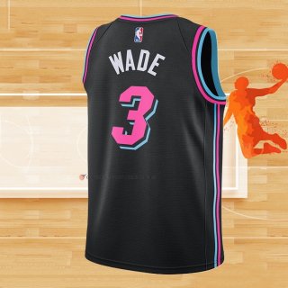 Camiseta Nino Miami Heat Dwyane Wade NO 3 Ciudad Negro