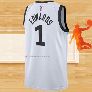 Camiseta Minnesota Timberwolves Anthony Edwards NO 1 Ciudad 2022-23 Blanco