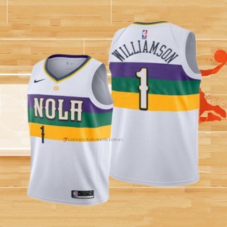 Camiseta Nino New Orleans Pelicans Zion Williamson NO 1 Ciudad 2019-20 Blanco