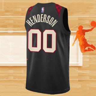 Camiseta Portland Trail Blazers Scoot Henderson NO 00 Ciudad 2023-24 Negro