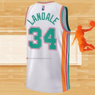 Camiseta San Antonio Spurs Jock Landale NO 34 Ciudad 2021-22 Blanco