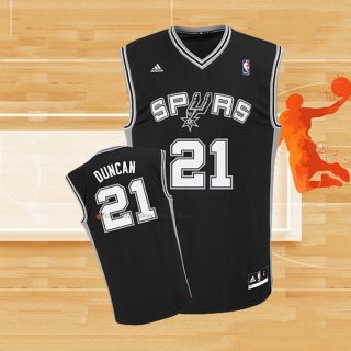Camiseta San Antonio Spurs Tim Duncan NO 21 Retro Negro