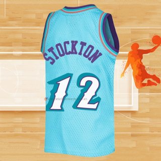 Camiseta Utah Jazz John Stockton NO 12 Mitchell & Ness 1996-97 Azul